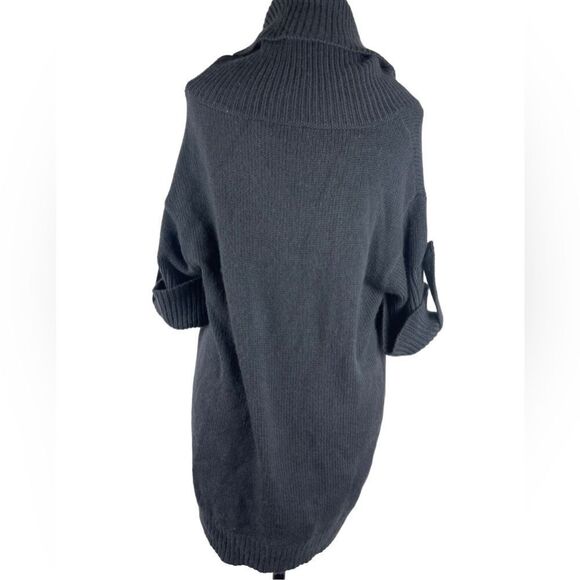 BCBG maxazria long dark grey wool blend short sleeve sweater turtleneck sz S - Picture 2 of 9